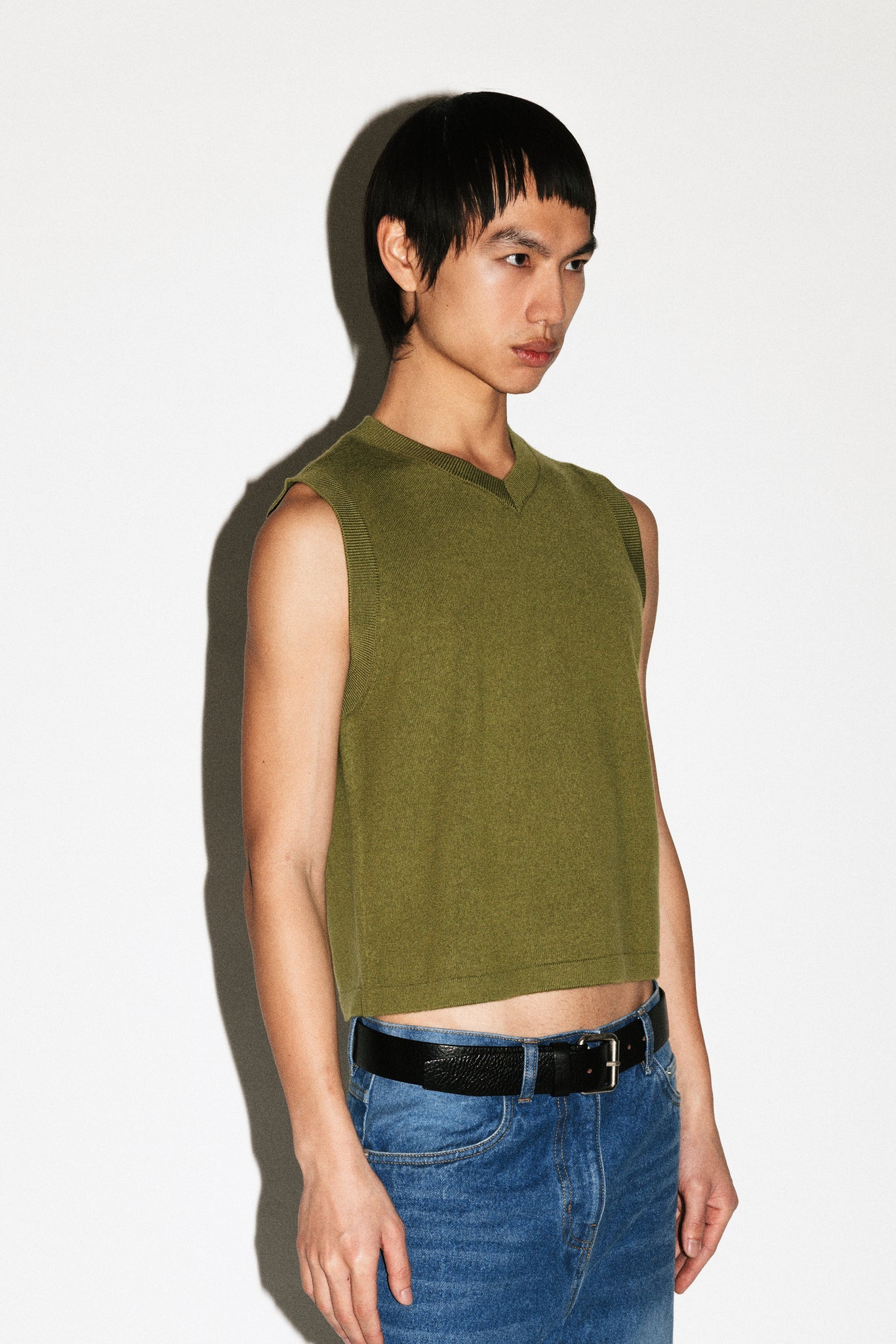 Berkeley Merino V-Neck Vest  |  Dill