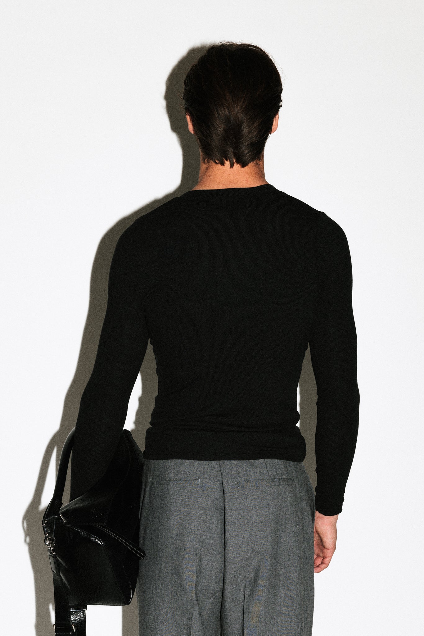 Murray Slim Long Sleeve Silk Henley  |  Black