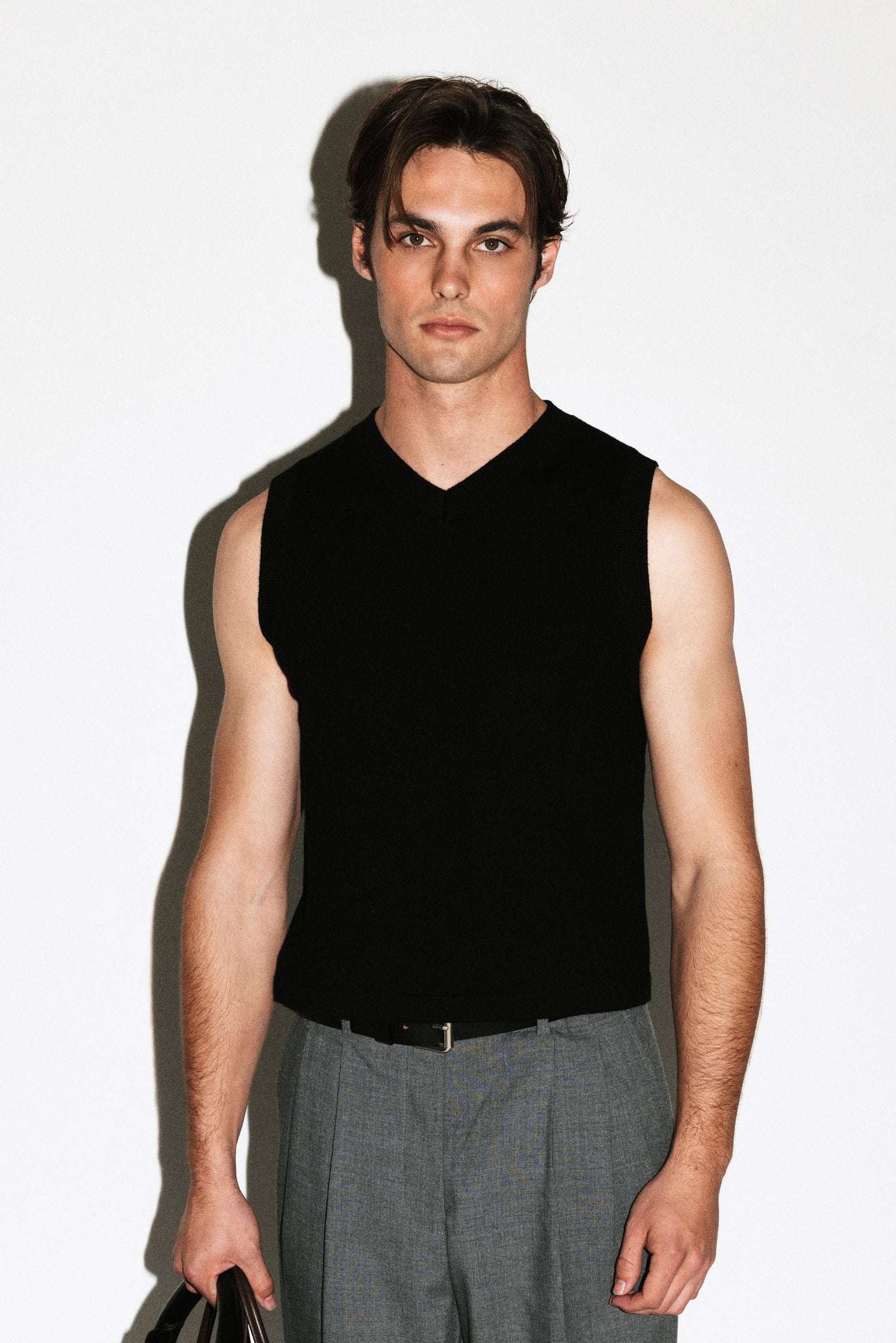 Berkeley Merino V-Neck Vest  |  Black