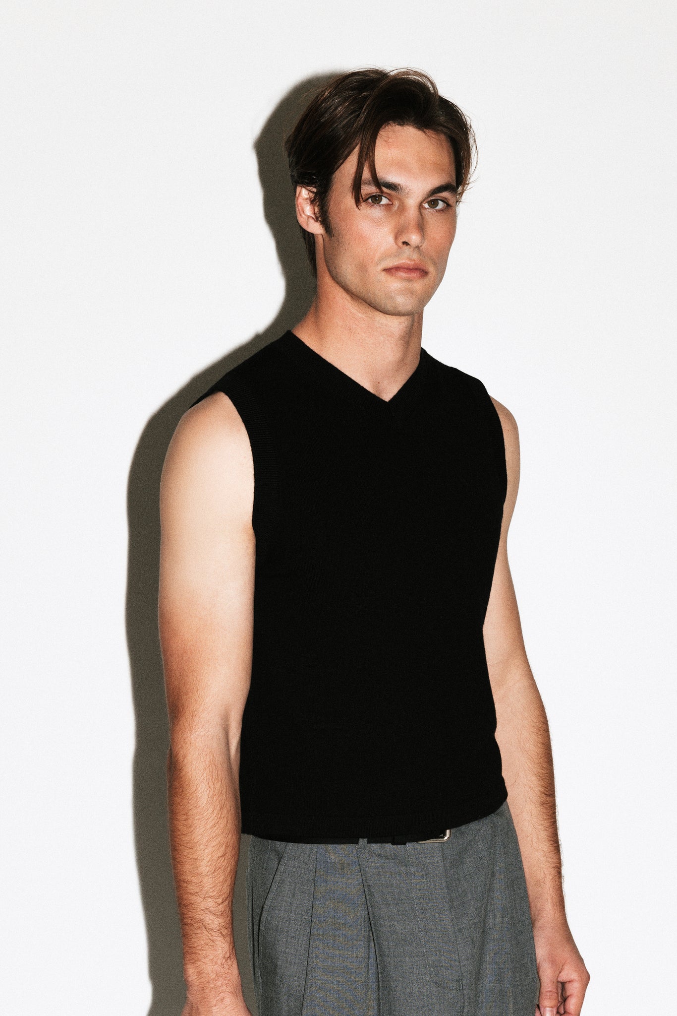 Berkeley Merino V-Neck Vest  |  Black