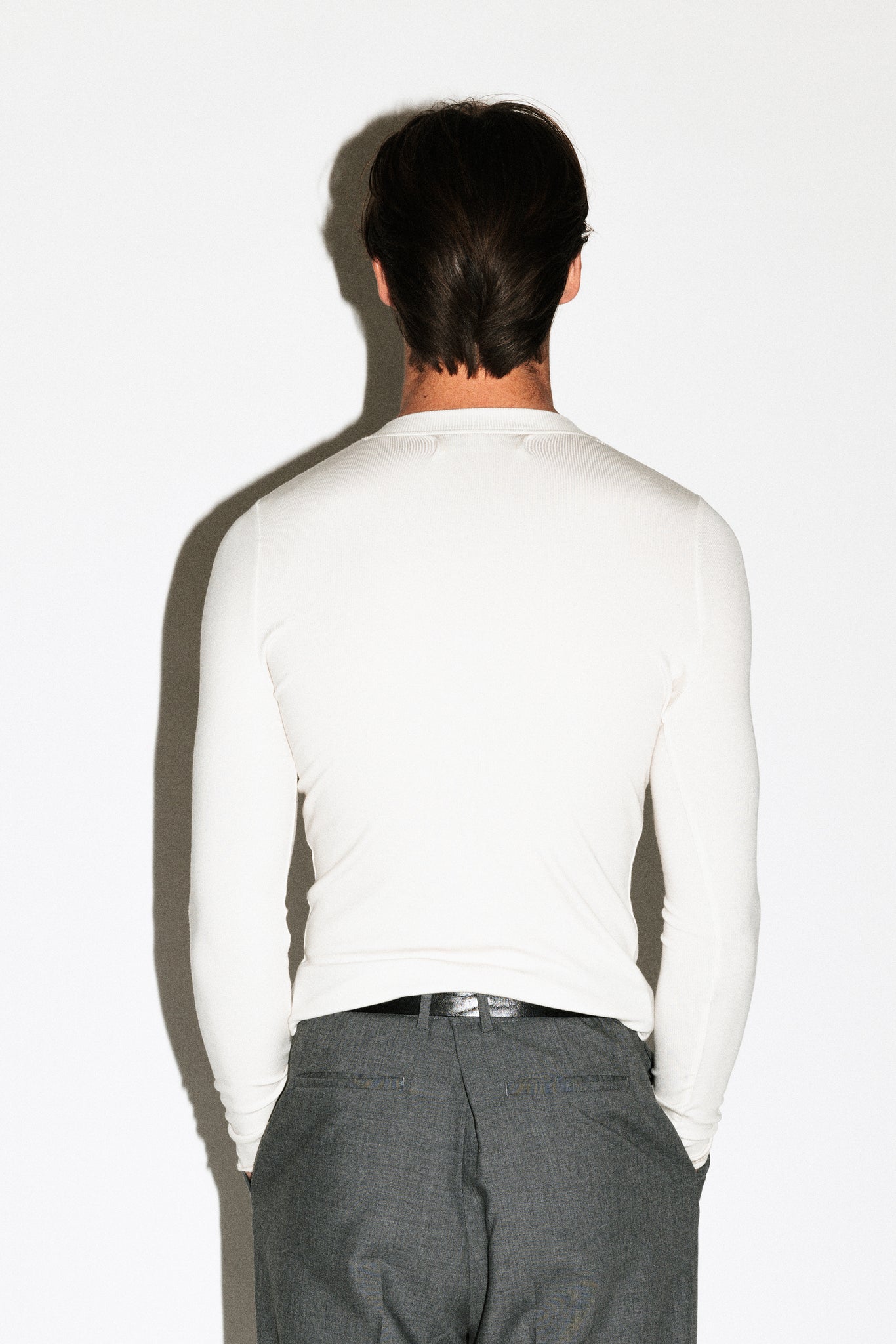 Murray Slim Long Sleeve Silk Henley  |  Milk