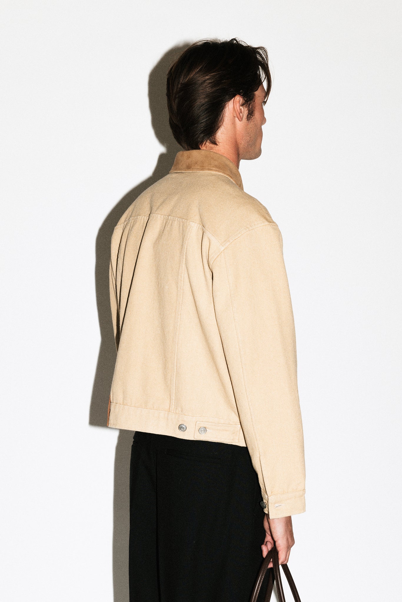 Runyon Suede Collar Denim Jacket  |  Tan