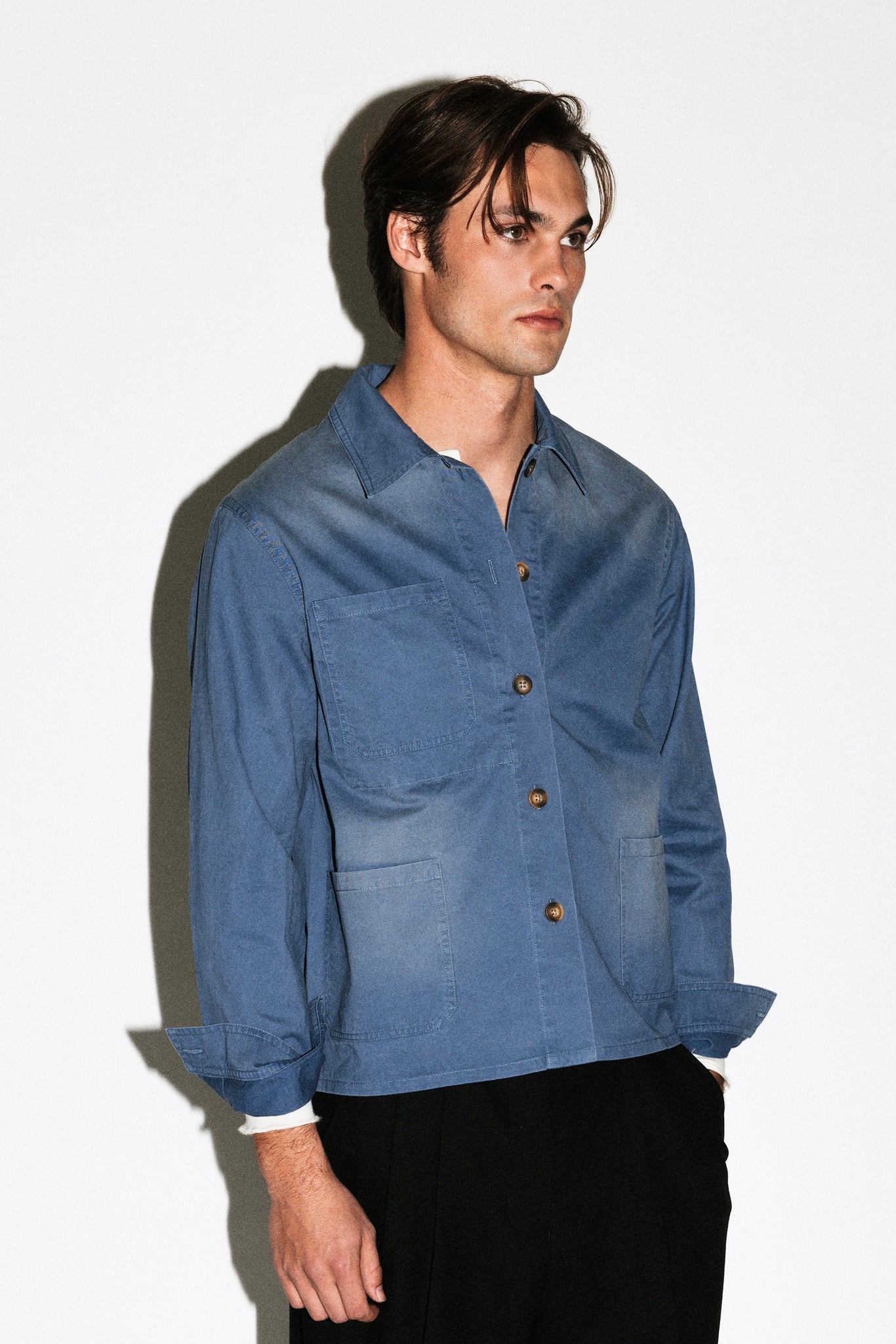 Mills Stonewashed Workwear Shirt  |  French Blue