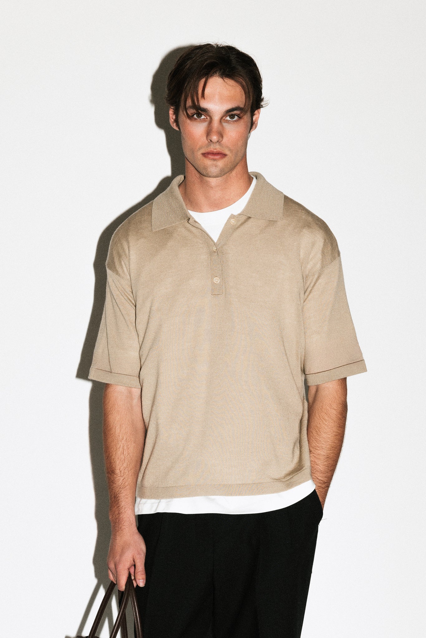 Deane Oversized Merino Polo  |  Travertine