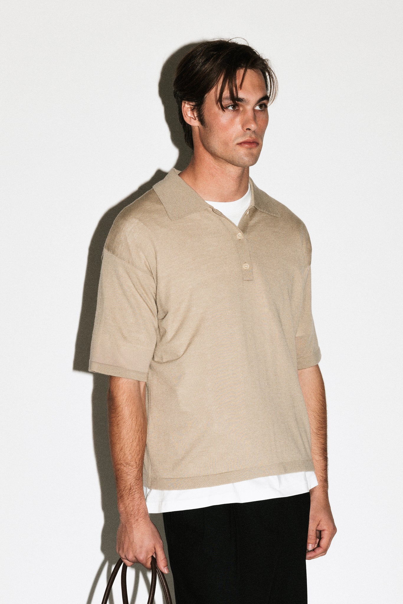 Deane Oversized Merino Polo  |  Travertine