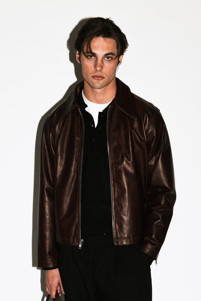 Fairfax Leather Blouson | Chocolate Brown – California Arts