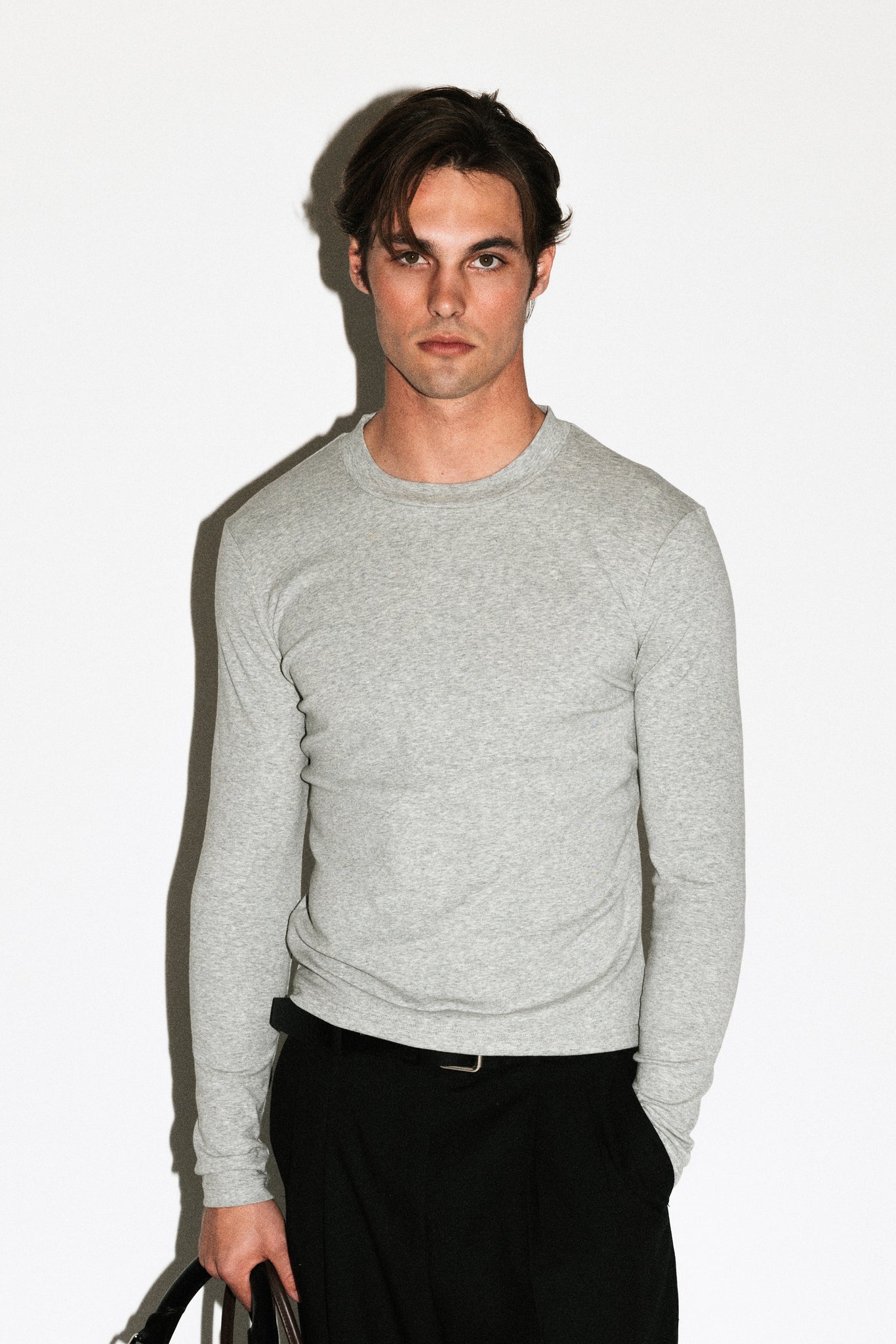 Benton Slim Long Sleeve Tee  |  Grey Melange