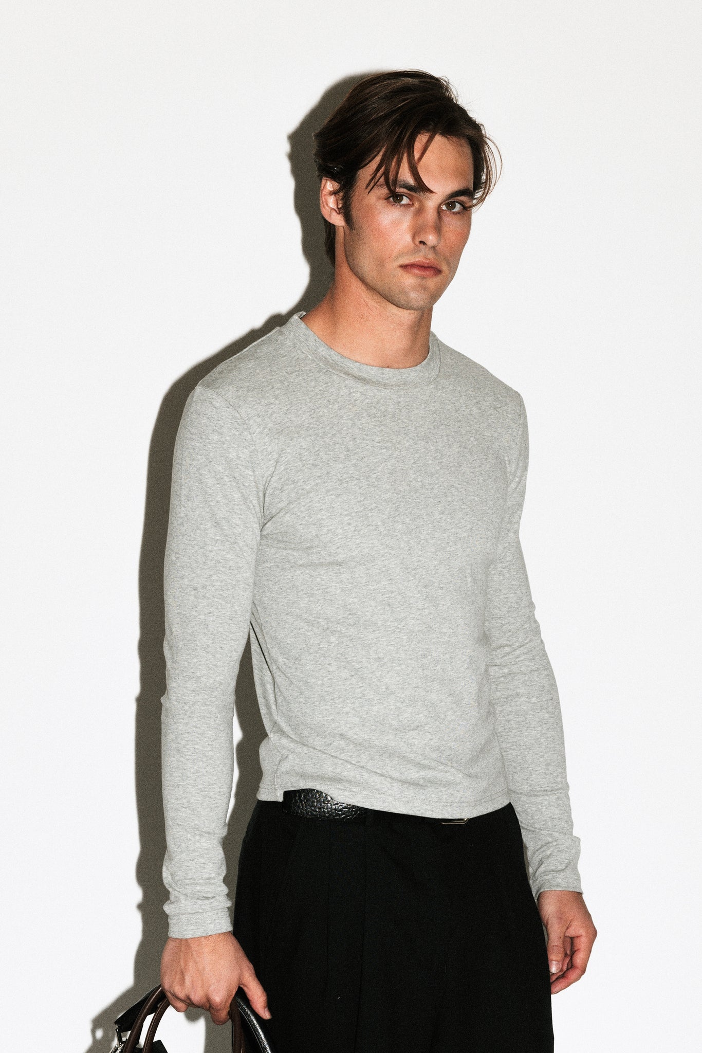 Benton Slim Long Sleeve Tee  |  Grey Melange