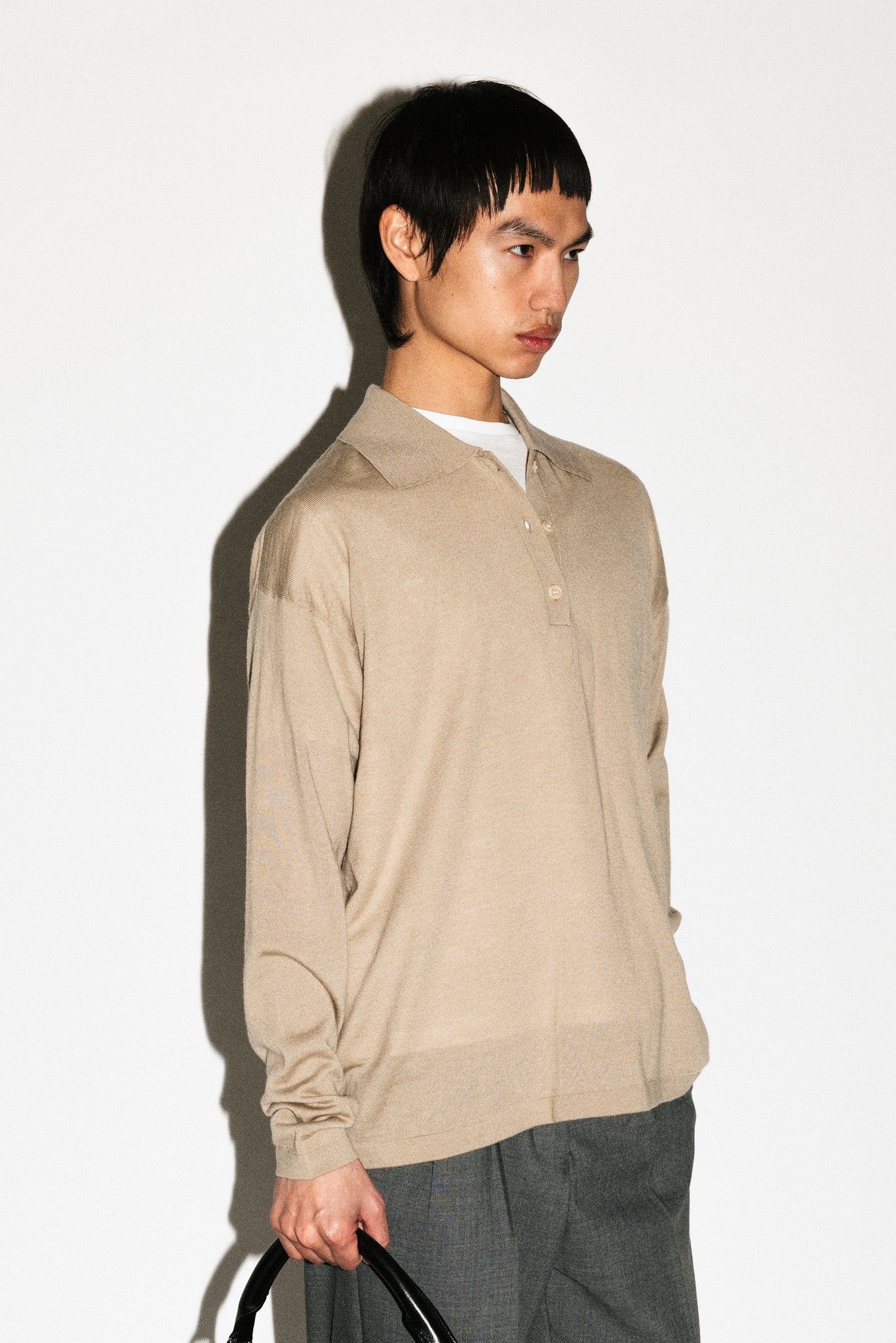 Lakeview Long Sleeve Merino Polo  |  Travertine