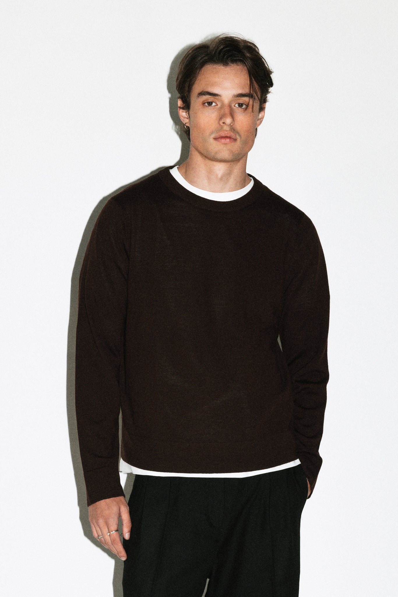 Hauser 90s Fit Crewneck Sweater  |  Chocolate Brown