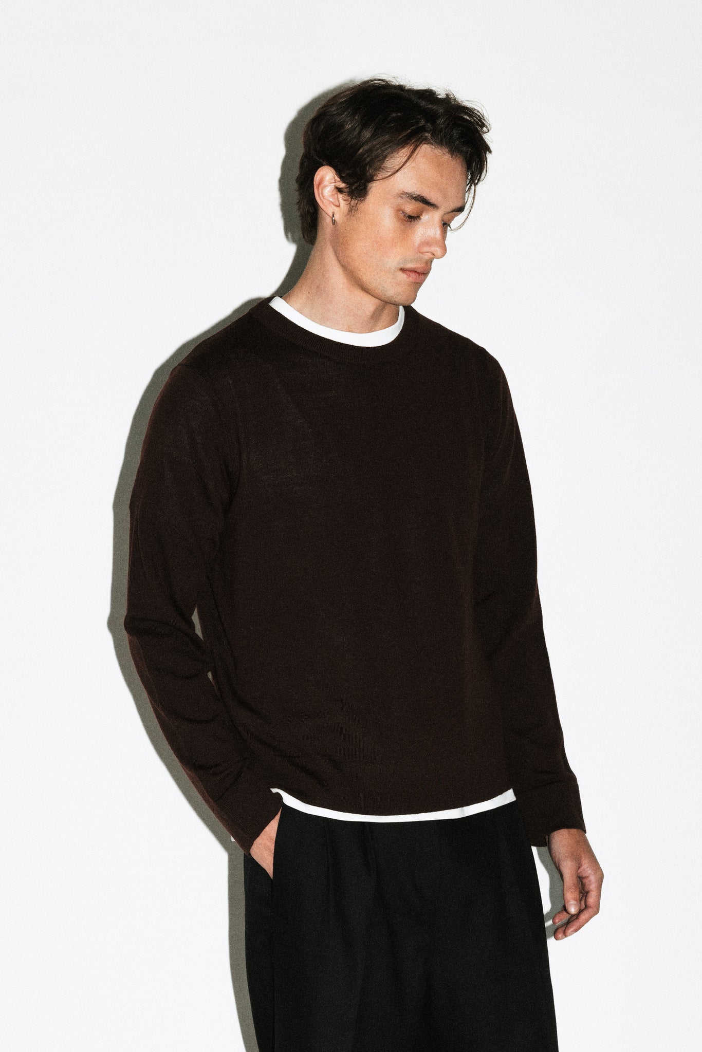 Hauser 90s Fit Crewneck Sweater  |  Chocolate Brown