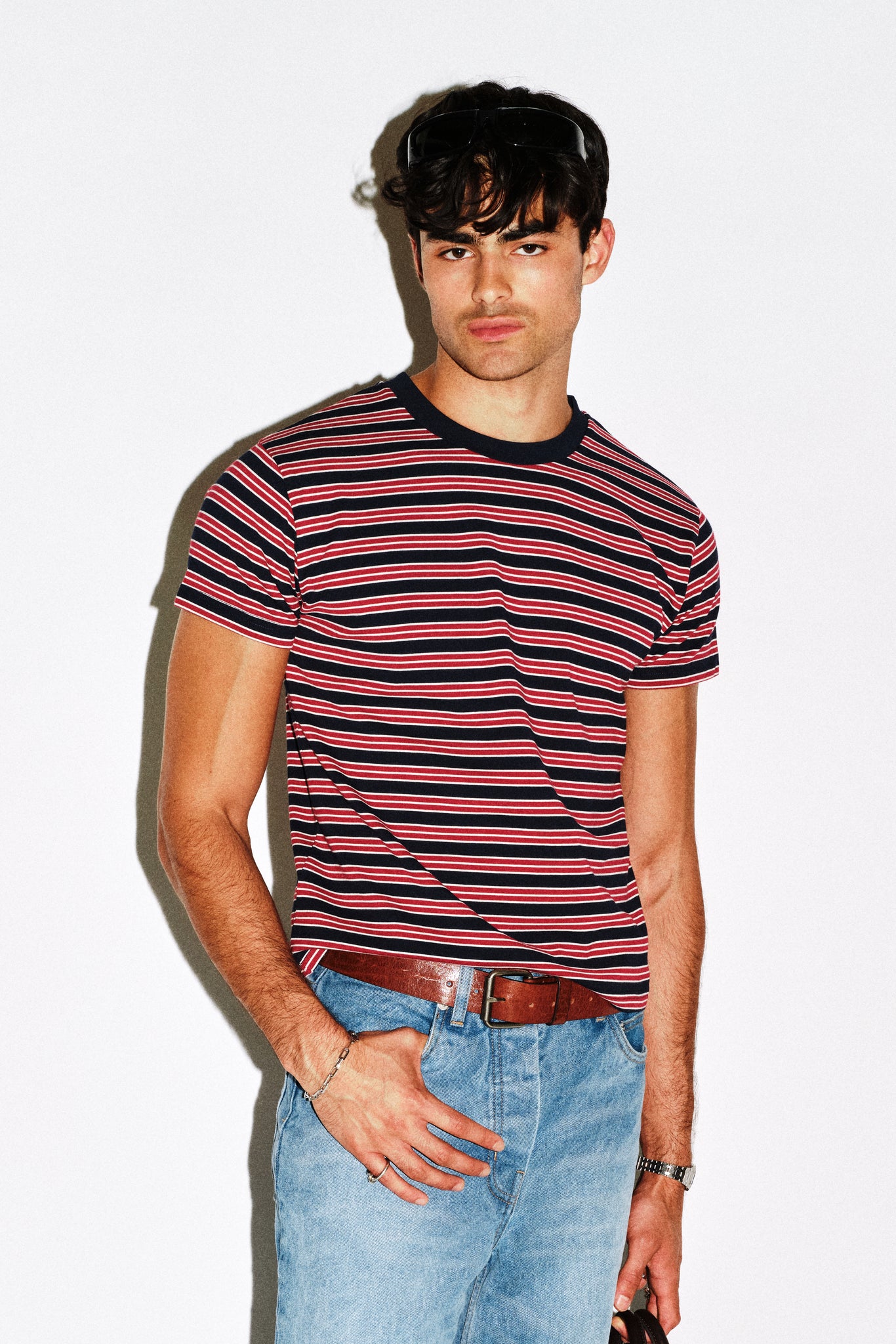 Frank Striped Baby Tee | Cropped Stripe Cotton Tee | California Arts