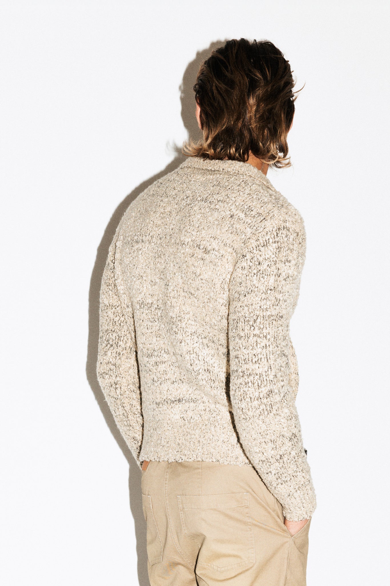 Hoover Textural Slim Zip Cardigan  |  Pepper Beige