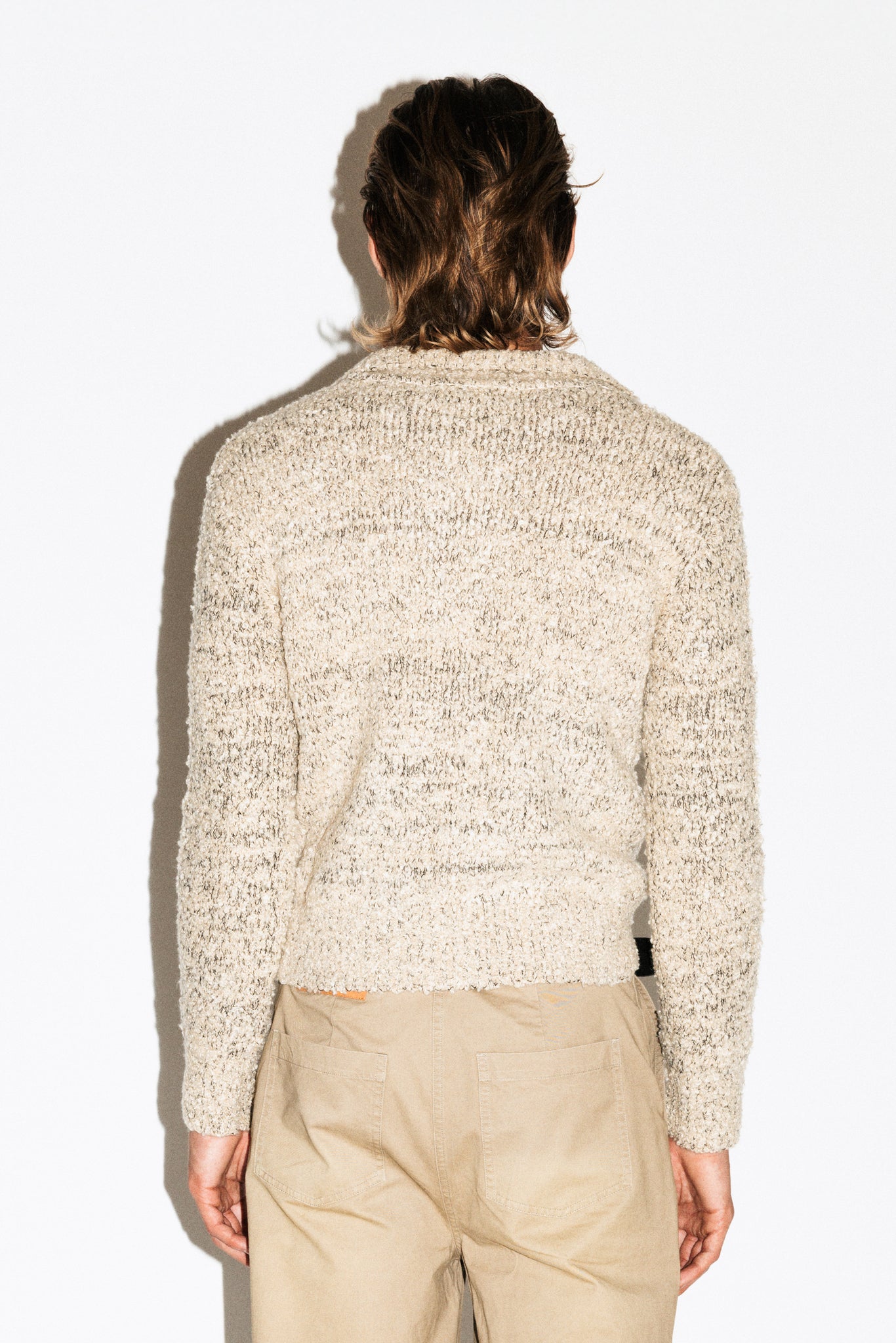 Hoover Textural Slim Zip Cardigan  |  Pepper Beige