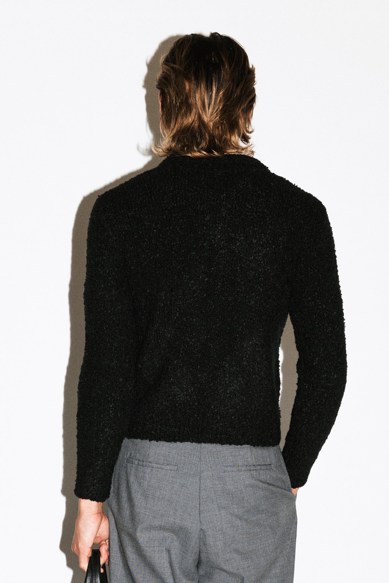 Hoover Textural Slim Zip Cardigan  |  Black