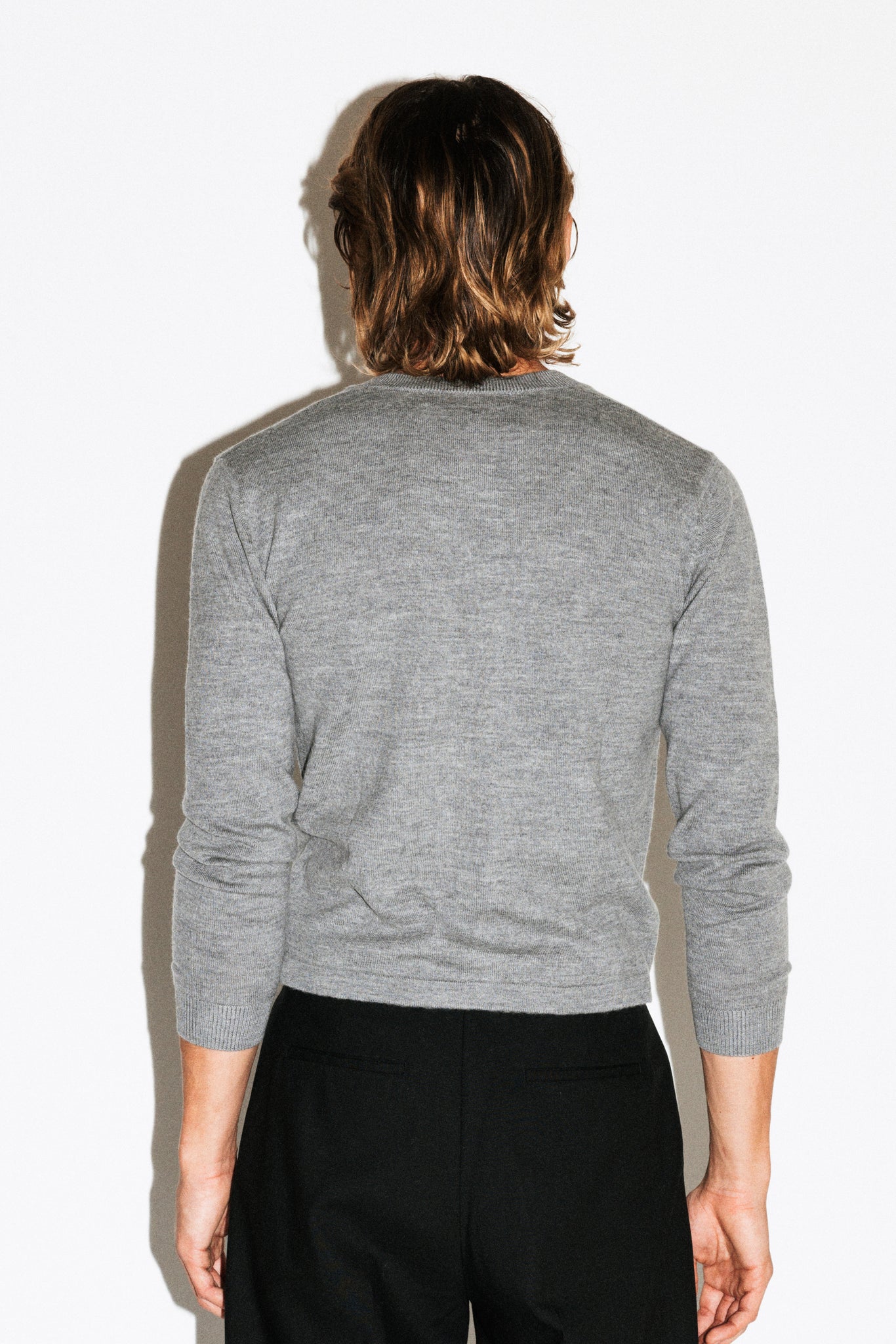Almont Slim Crew Cardigan  |  Grey Melange