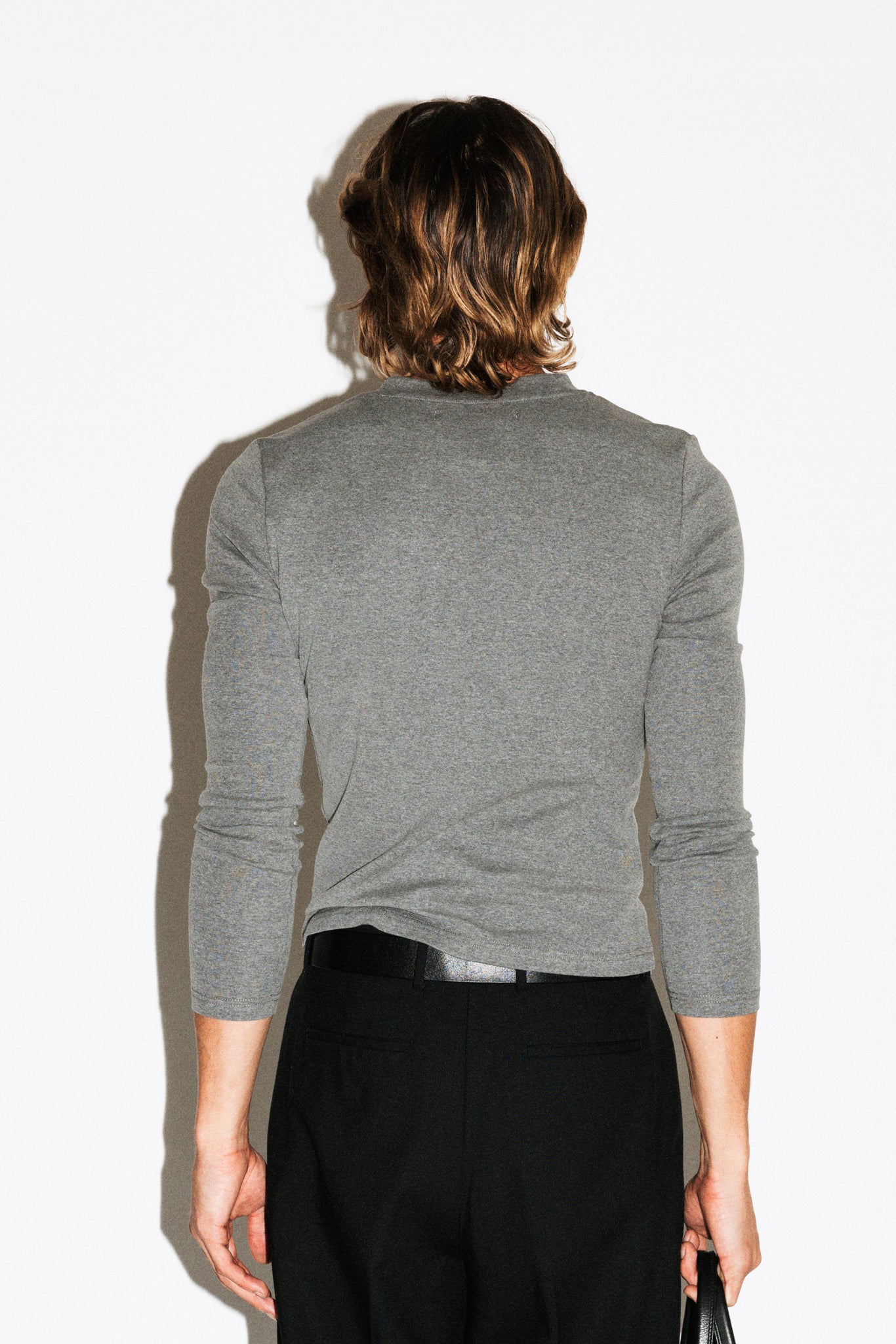 Benton Slim Long Sleeve Tee  |  Charcoal Grey
