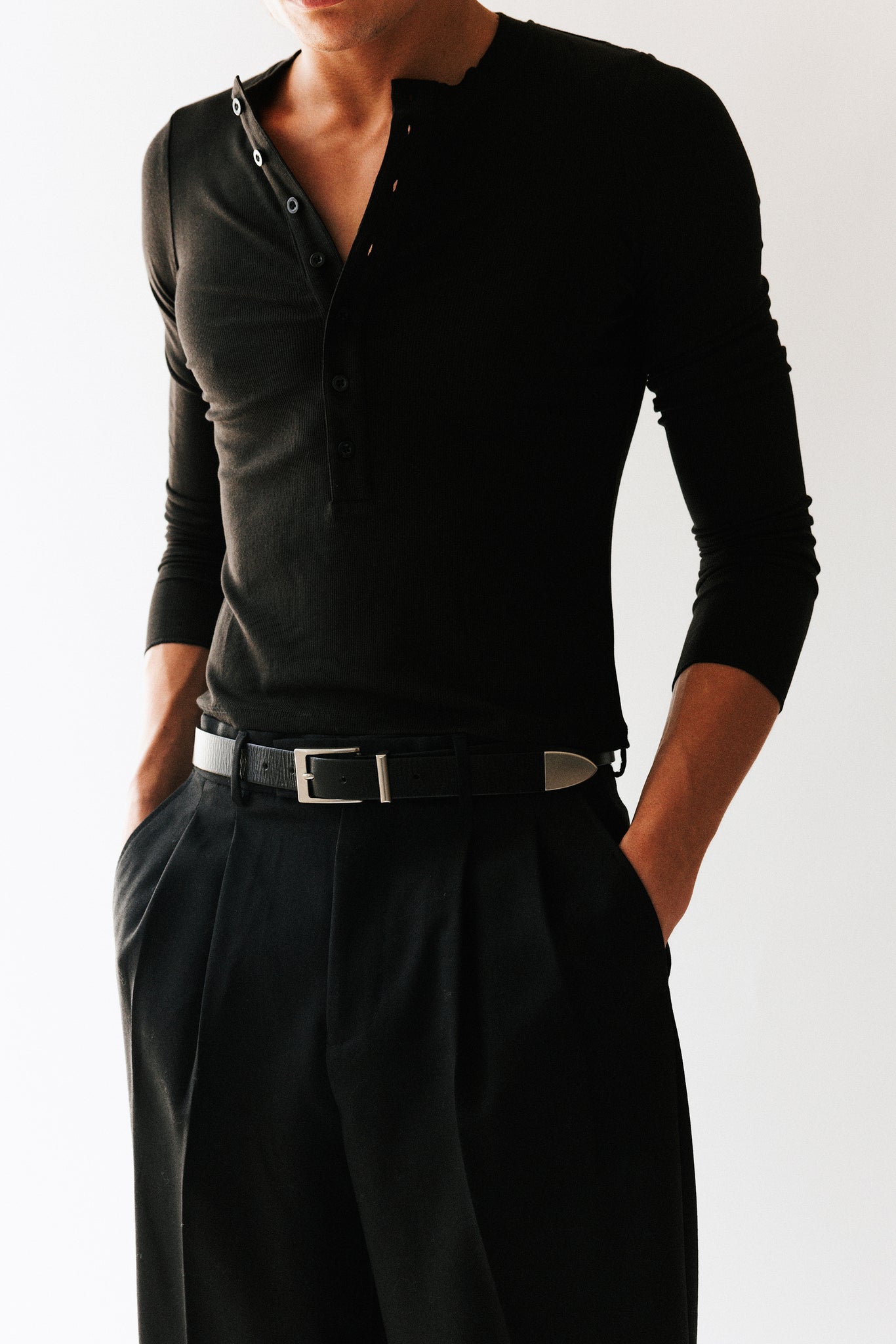 Highland Square Buckle Western Belt  |  Black