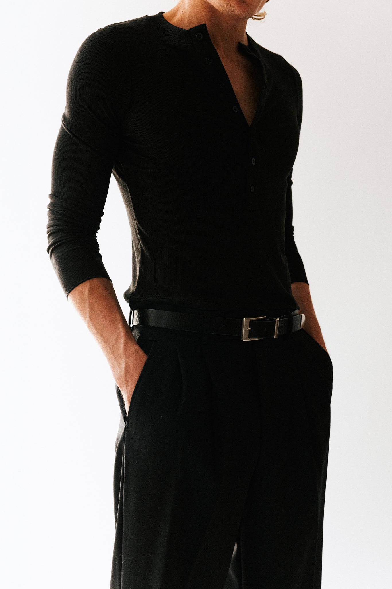 Highland Square Buckle Western Belt  |  Black