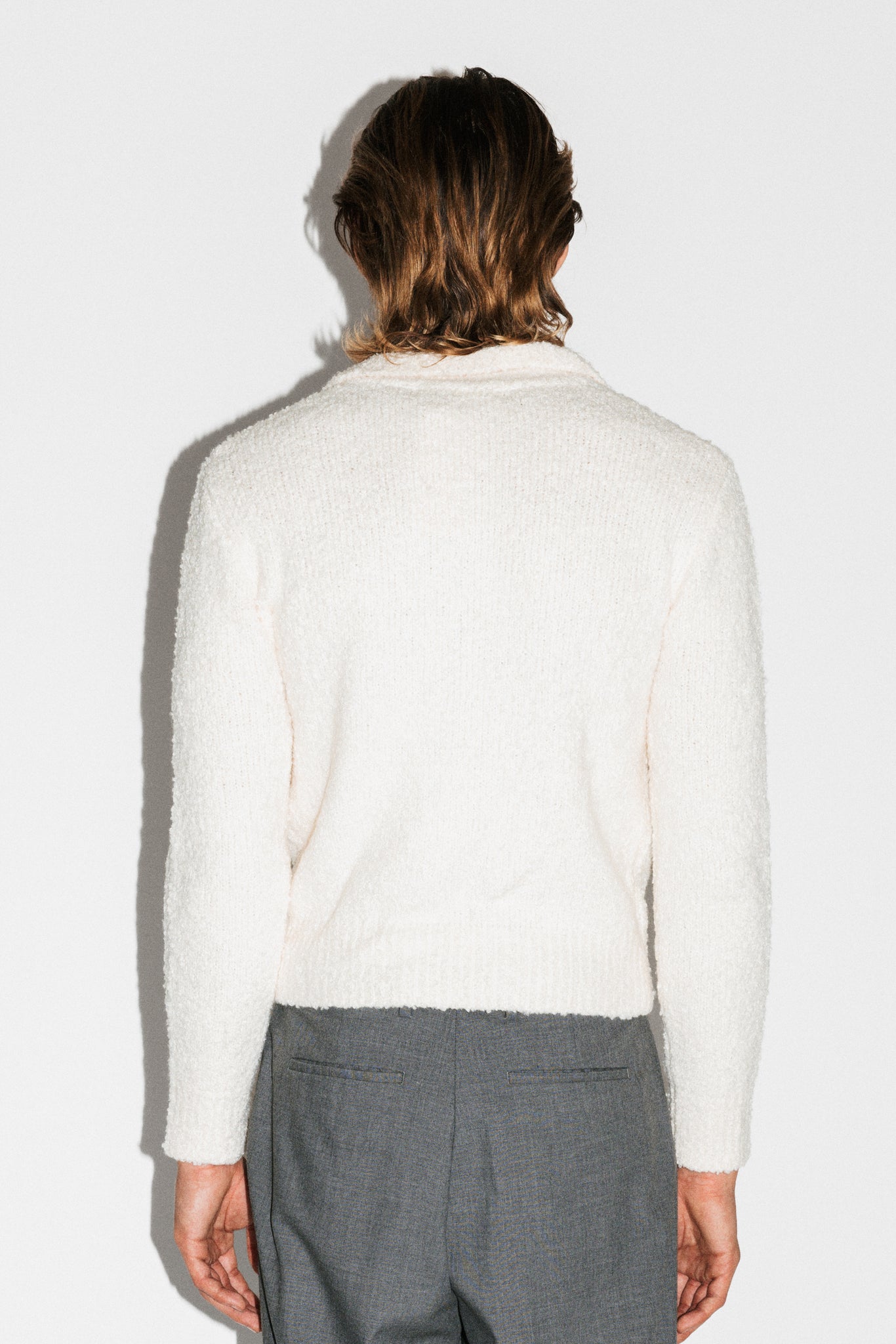 Hoover Textural Slim Zip Cardigan  |  Off-White