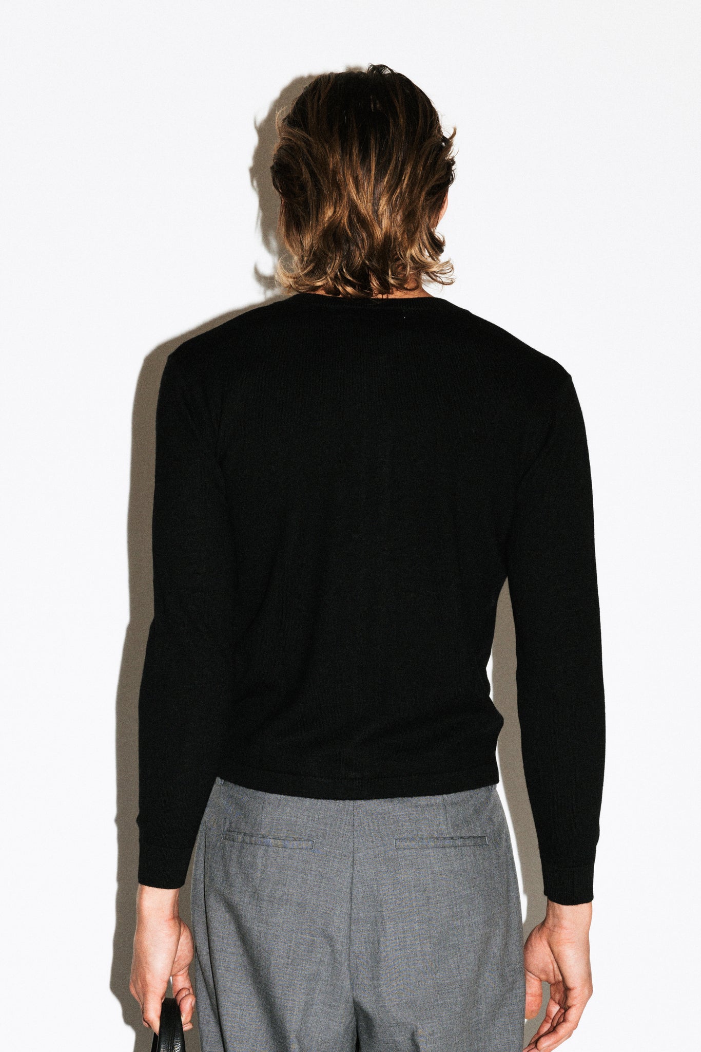 Almont Slim Crew Cardigan  |  Black