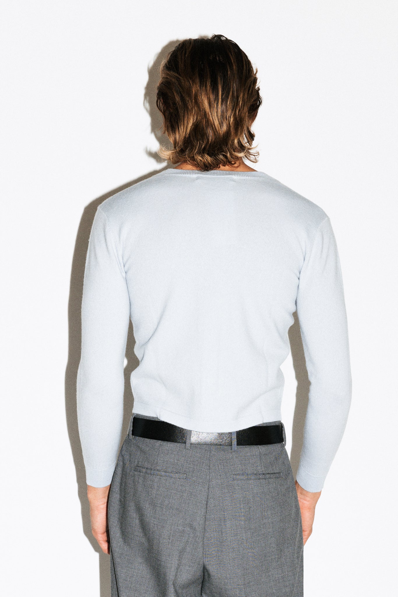 Almont Slim Crew Cardigan  |  Baby Blue