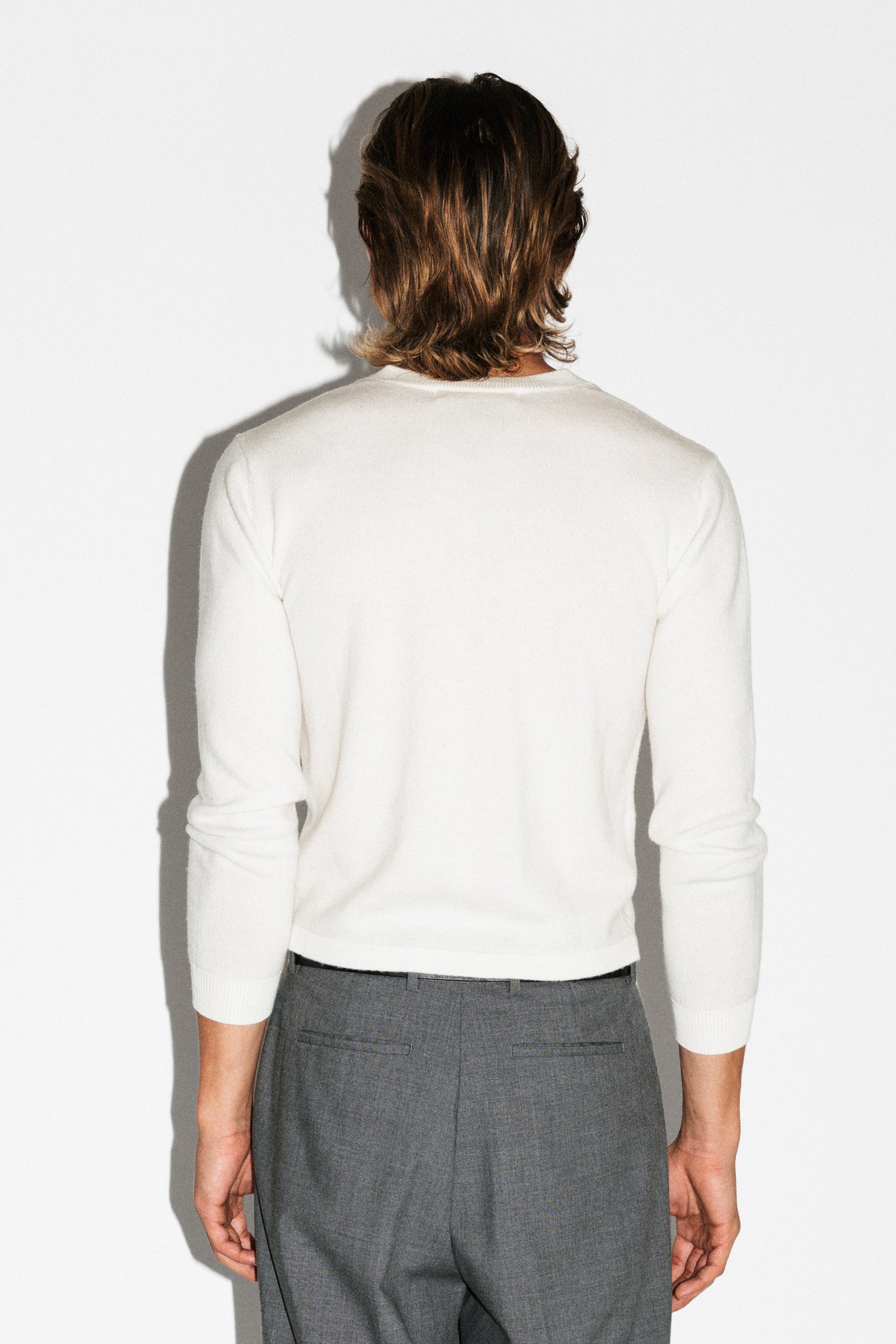 Almont Slim Crew Cardigan  |  Cream