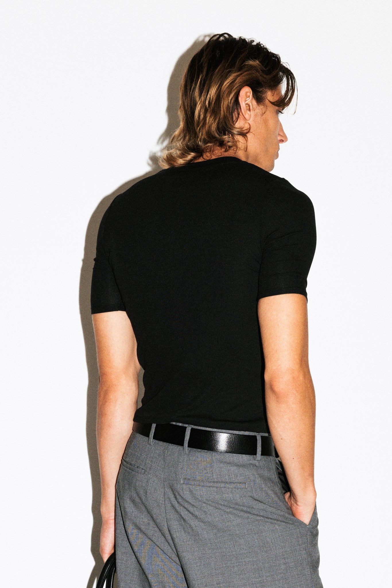 Maltman Slim Short Sleeve Silk Henley  |  Black