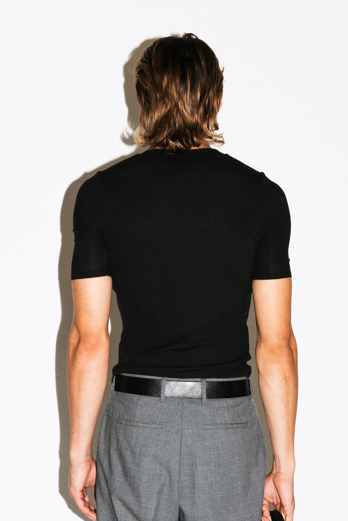 Maltman Slim Short Sleeve Silk Henley  |  Black