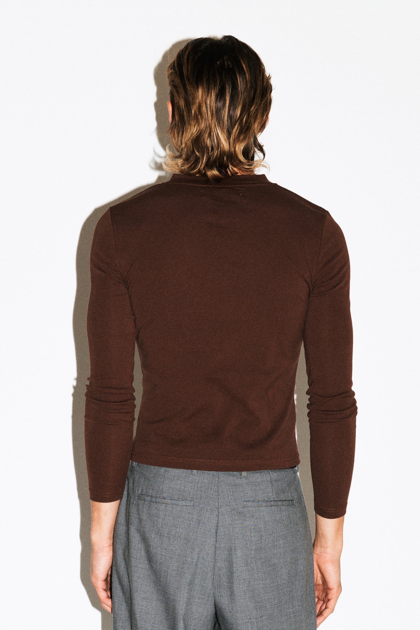 Benton Slim Long Sleeve Tee  |  Chocolate Brown