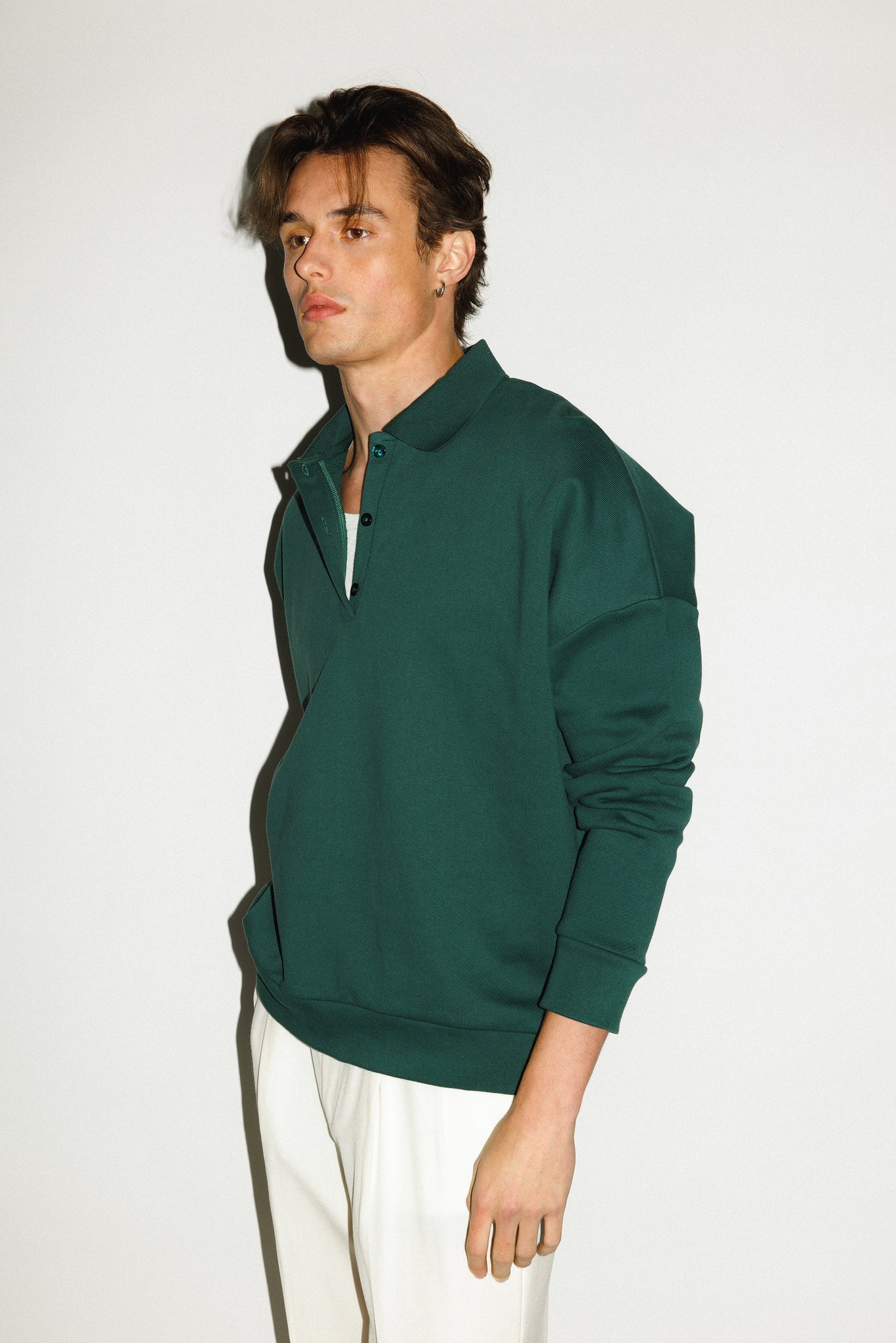 Pacific Oversized Collared Sweatshirt  |  Evergreen