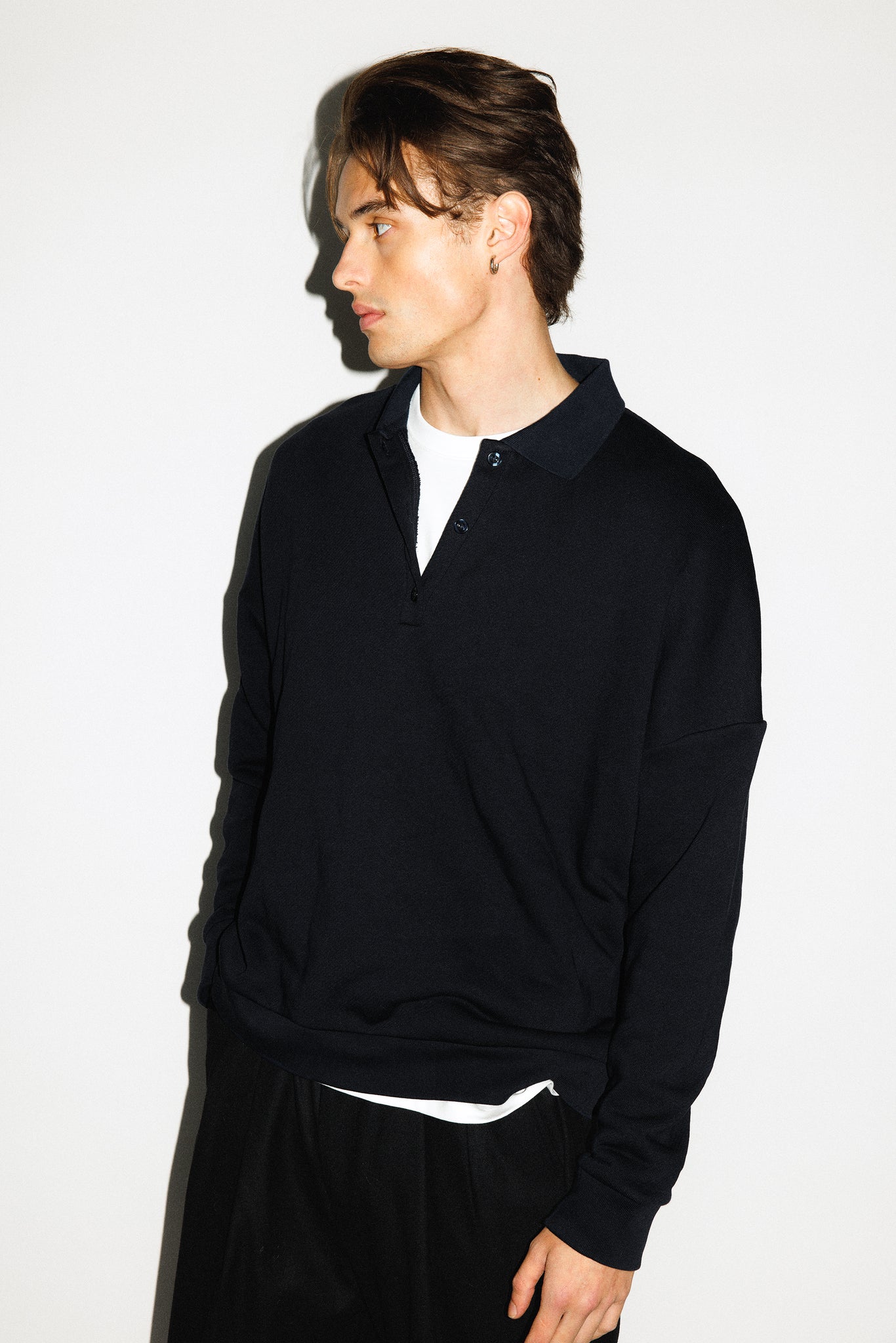 Pacific Oversized Collared Sweatshirt  |  Black