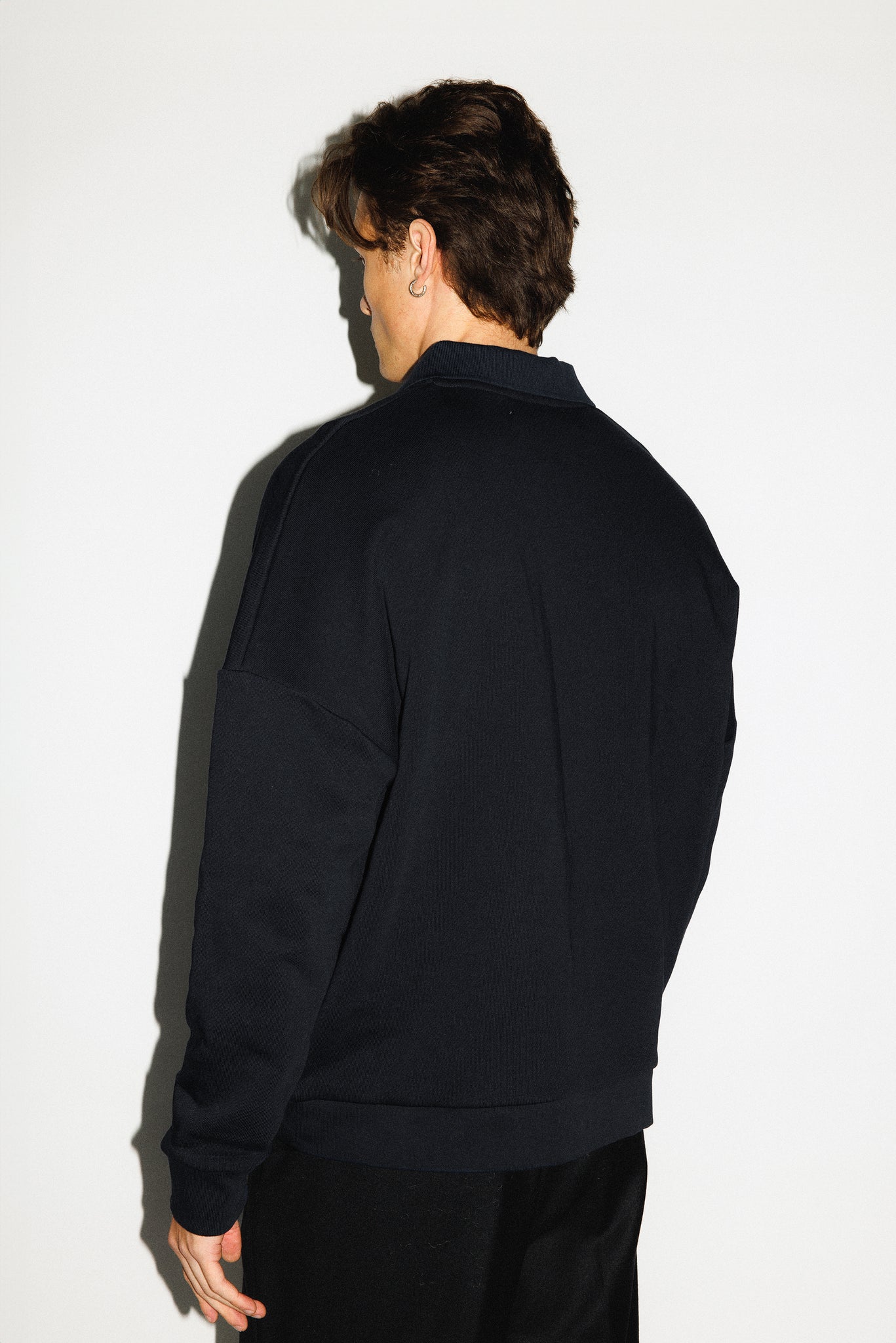Pacific Oversized Collared Sweatshirt  |  Black
