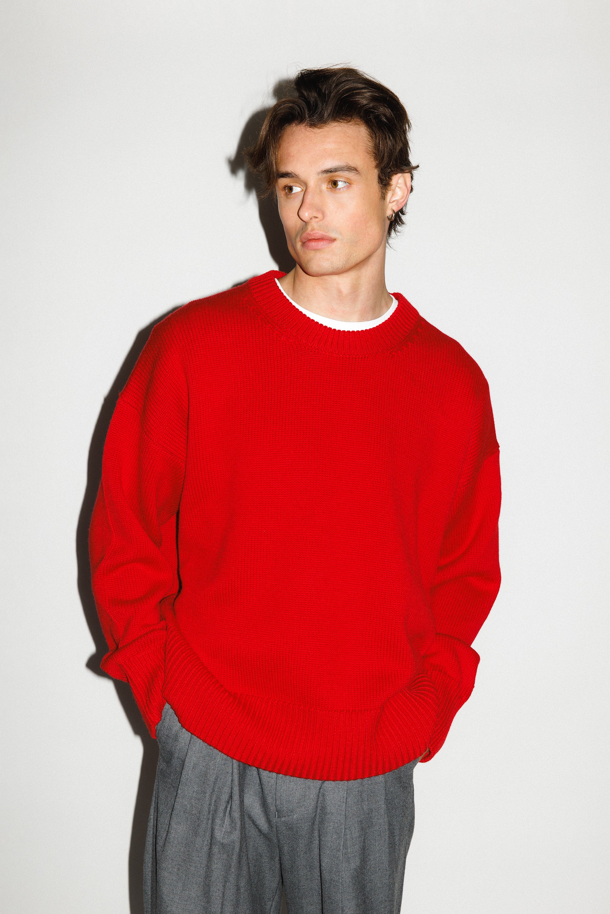 Palos Oversized Crew-Neck Sweater Red – California Arts