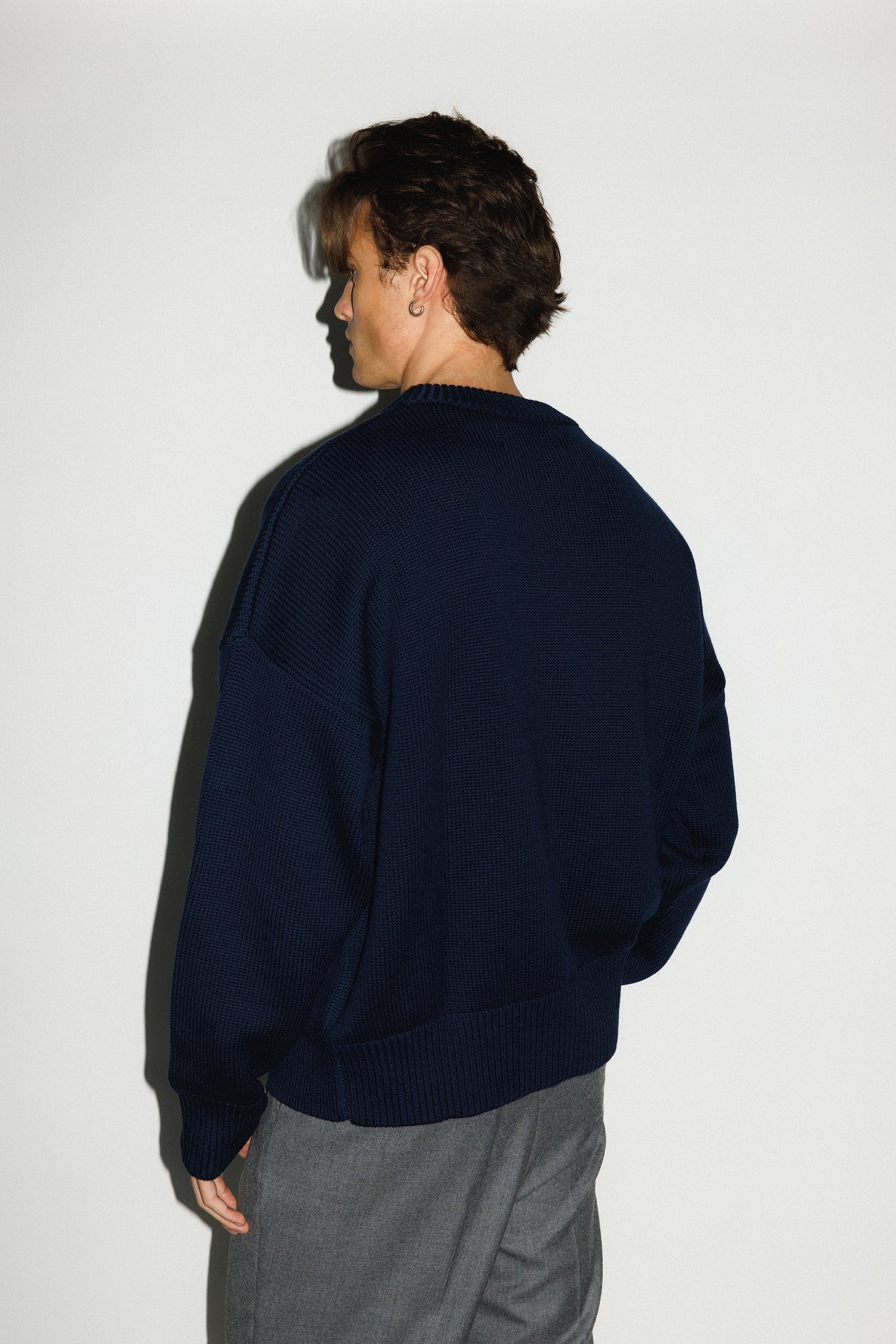 Verdes Oversized V-Neck Sweater  |  Navy