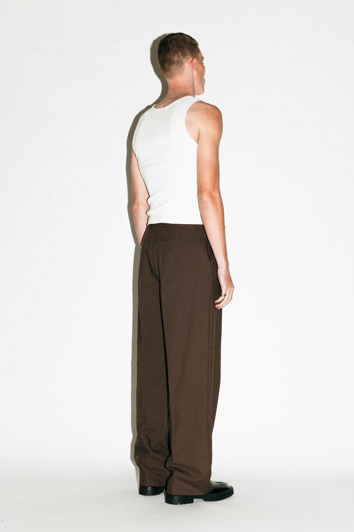 Dume Wide-Leg Ultra-Pleated Trouser  |  Chocolate Brown