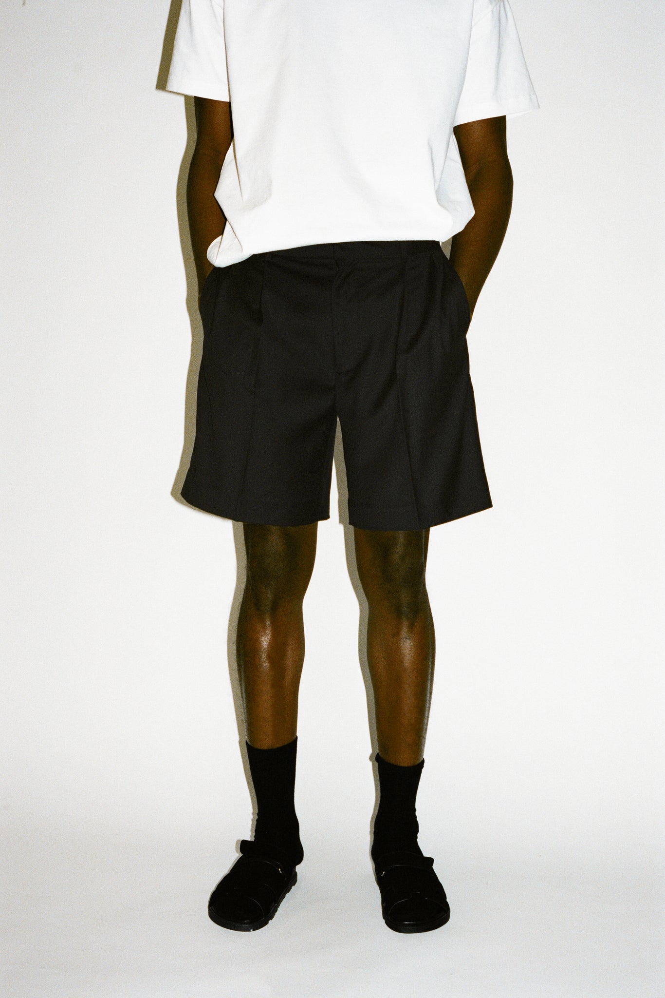 Villa Wide-Leg Tailored Shorts | Black
