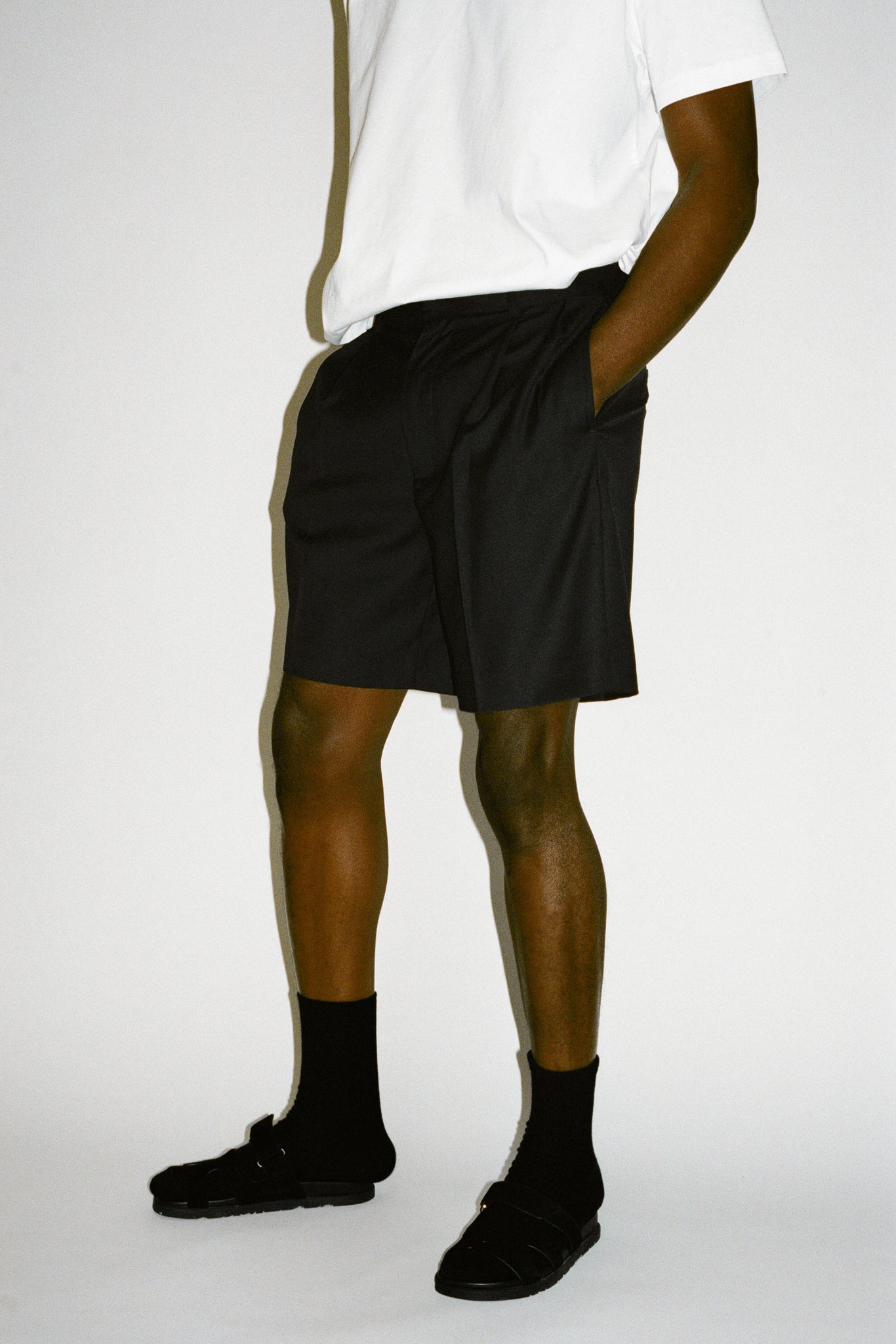 Villa Wide-Leg Tailored Shorts | Black